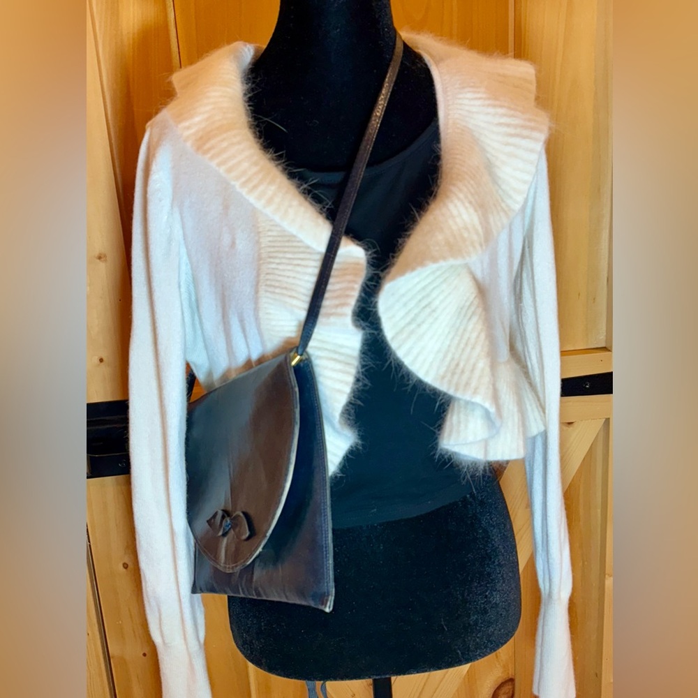 White House Black Market Elegant White Ruffled Women's Sweater, size Medium - Picture 3 of 12